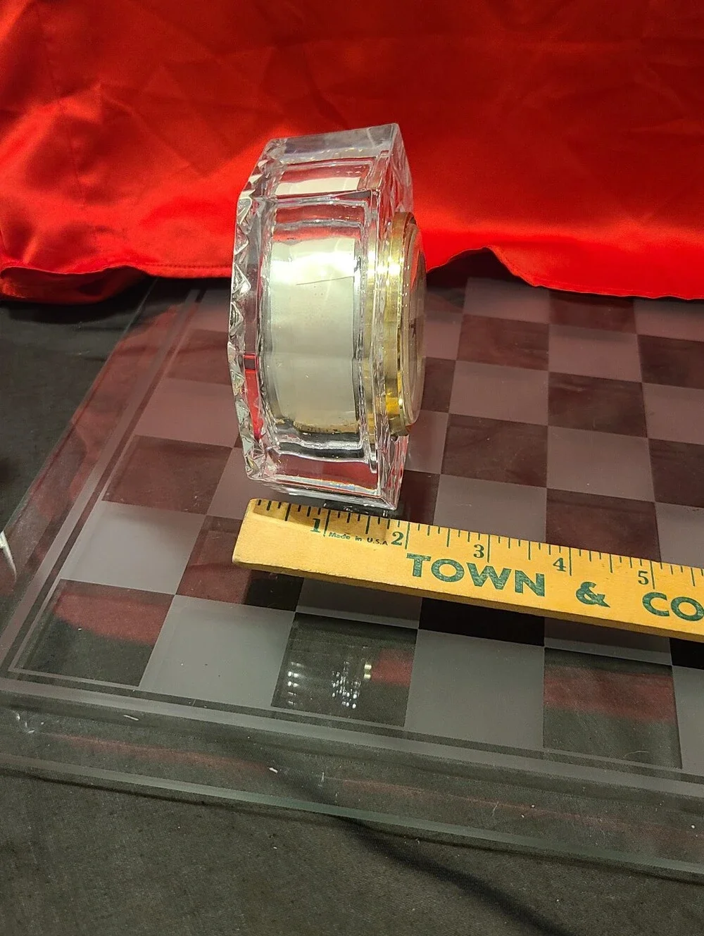 Waterford-Style Crystal Octagon Clock - Clear with Gold Trim